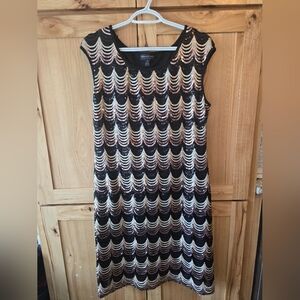 Connected Apparel Black Sequin Wave Sheath Dress Plus Size 16 Knee Length